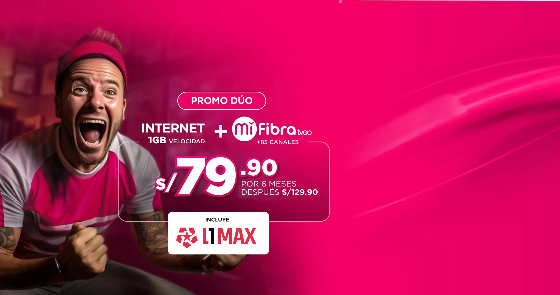 Promo dúo 1G de Internet + Mi Fibra TVGO desde S/ 79.90