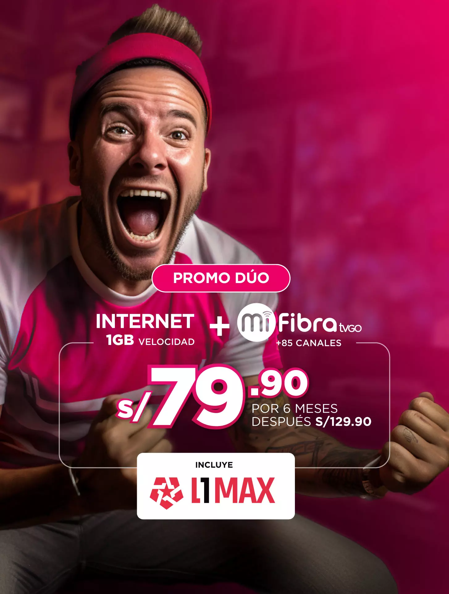 Promo dúo 1G de Internet + Mi Fibra TVGO desde S/ 79.90